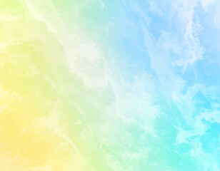 Wall Mural - dreamy aqua yellow painting art. handpainted pastel sky watercolor. abstract natural cloudy backgrou