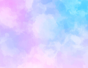 Wall Mural - soft blue pink watercolor background. pastel cloudy abstract art design. light dreamy gradient textu