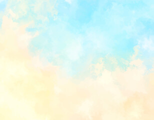 Wall Mural - soft pastel watercolor cloud texture. abstract light blue green painting. calm gradient sky in water