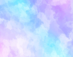 Wall Mural - pink blue green watercolor artwork. fantasy pastel cloudy illustration. pastel sky gradient backgrou