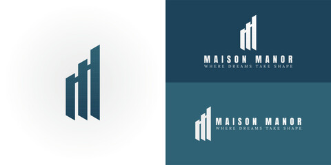Poster - Modern MM logo for real estate and property development symbolizes growth, strong foundations, and upward investment through a clean, professional, and architectural design.