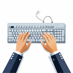 Poster - Overhead View of Hands Typing on a Computer Keyboard