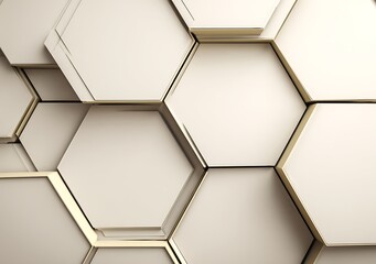 Poster - Abstract elegant beige and gold hexagons