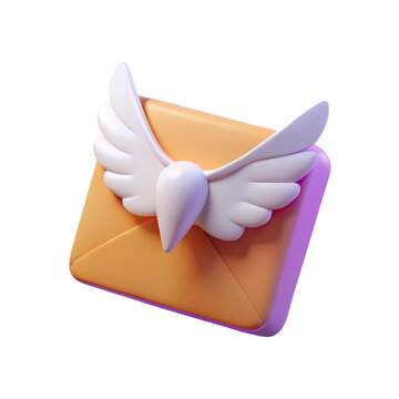 Flying Mail Icon 3D Rendered Illustration for Message Delivery and Communication