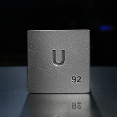 Aufkleber - Close-up of a metallic periodic table square for element uranium.