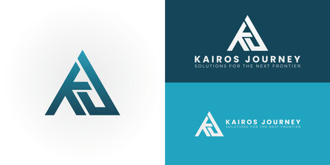 Poster - A modern KJ emblem within a triangle represents progress and connection, making it ideal for dynamic technology, software, or IT brands.