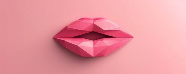 Poster - Minimalistic pink lips app icon with a simple and clean design