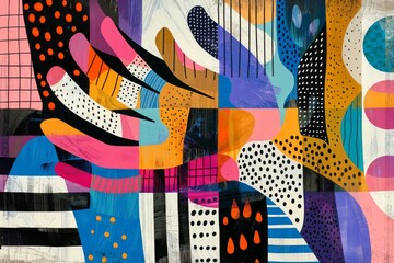 Poster - Vibrant abstract illustration featuring a colorful and intricate hand gesture