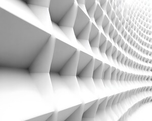 Poster - Abstract white geometric shapes with perspective