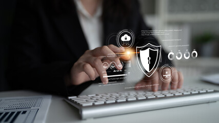 Poster - Cyber security protects against breaches, hacks, and network attacks using strong infrastructure and proactive digital defense strategies. Latch