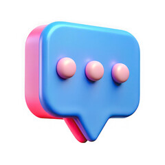 Leinwandbilder - Modern 3d blue speech bubble with pink ellipses isolated on transparent background