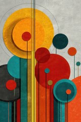Poster - Abstract artwork featuring geometric shapes and vibrant colors in a layered composition