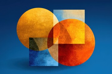 Poster - Abstract colorful overlapping circles on a vibrant blue background