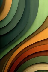 Poster - Abstract artwork with layered green, yellow, and brown textures and curved shapes