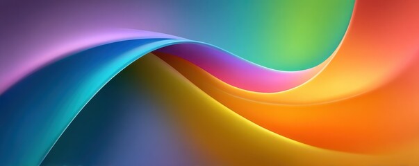 Poster - Vibrant abstract composition with flowing rainbow colored gradient waves and smooth textures