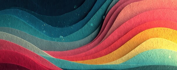 Poster - Abstract artistic design featuring colorful layered waves with a textured appearance