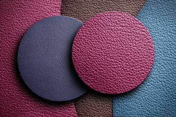 Poster - Colorful textured leather circles overlapping with unique patterns and bold contrasts