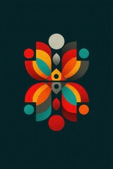 Poster - Abstract geometric artwork with vibrant red, green, and yellow patterns