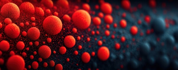 Poster - Abstract composition of red spheres against dark background with soft bokeh effect