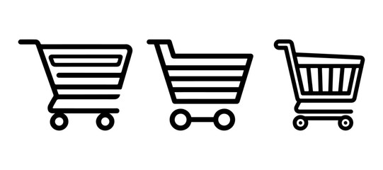 Fototapete - Shopping Cart Icon Set silhouette, Vector Design.