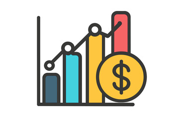 Poster - Flat icon of financial earnings analytics graph or chart for use on apps and websites