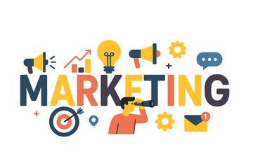 Poster - Creative vector illustration of the word marketing in typographic lettering