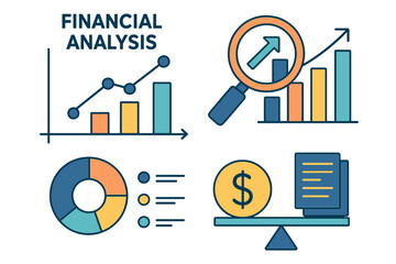 Poster - Collection of infographic charts representing financial analysis concepts