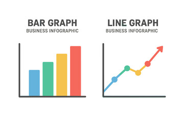 Poster - Templates for bar graphs and line graphs, along with business infographics and vector illustrations, are available, including a set of graphs and charts, to display statistics and data through