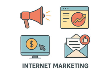 Poster - Collection of internet marketing concept icons in flat design style