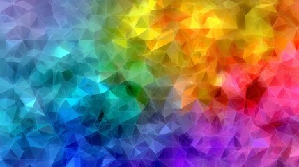 Poster - Colorful background with triangles and dots. The background is a mix of blue, red, yellow, and green