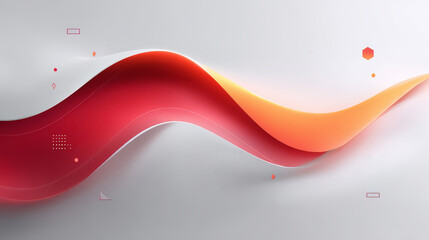 Aufkleber - Red and orange wave with a white background. The wave is very long and has a lot of detail