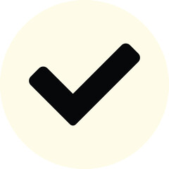Poster - Black check mark inside a cream circle isolated on transparent background