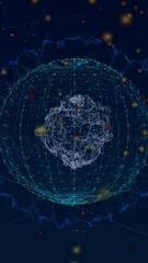 Wall Mural - animation of yellow spots of light over network of connections with globe