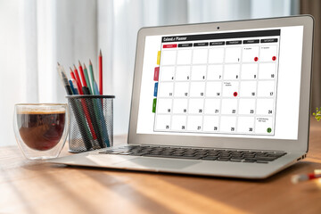 Poster - Calendar on computer software application for modish schedule planning for personal organizer and online business