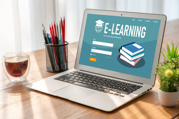 Poster - E-learning website with modish sofware for student to study online on the internet network