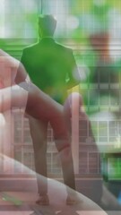 Poster - Animation of caucasian business people walking and using smartphone