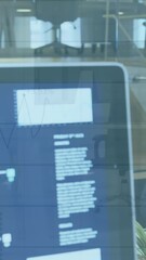 Poster - Animation of financial data processing over business people working in office