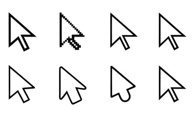 Fototapete - Selection of Cursor Icon Variations: A collection of varied cursor icons, showcasing a range of styles and designs. The clean lines and distinct shapes exemplify versatility. 