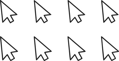 Fototapete - Cursors Array: An array of minimalist cursors, artfully arranged to emphasize choice, selection, and navigation. conveying efficiency, clarity, and the digital environment.