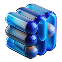 Aufkleber - Abstract blue geometric shapes with rounded edges isolated on transparent background