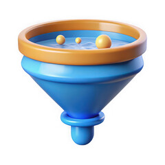 Aufkleber - 3d rendered funnel with water and spheres isolated on transparent background