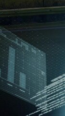 Poster - Animation of multiple graphs and computer language moving over light trails at night