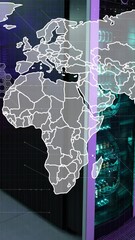 Poster - Animation of world map against computer server room