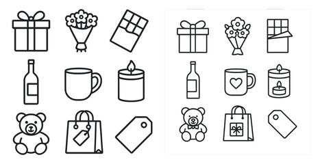 Fototapete - The image is of a set of gift items, including a teddy bear, a cup, a bottle, a vase, and a candle. The items are arranged in a way that suggests a gift-giving occasion