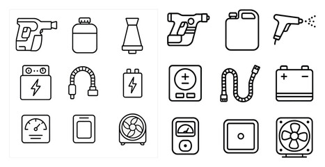Fototapete - Set of icons for various household appliances and tools. The icons are drawn in a simple, minimalist style