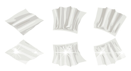Poster - Six white cloth pieces with varying textures and folds displayed against a white background scene gently