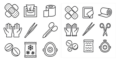 Fototapete - Set of medical supplies including scissors, gloves, and bandages. Concept of preparedness and care for one's health