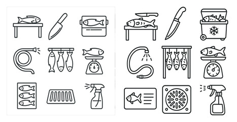 Fototapete - The image is a collection of various kitchen items, including a knife, a scale, a bottle, and a clock. The items are arranged in a way that suggests they are being used for cooking or food preparation