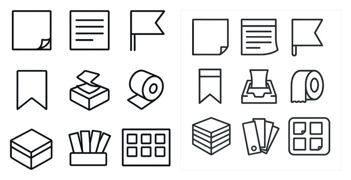 Set of icons for paper products, including toilet paper, tissue, and paper towels. The icons are all in black and white and are arranged in a grid