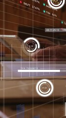 Poster - Animation of data processing over african american businesswoman in office